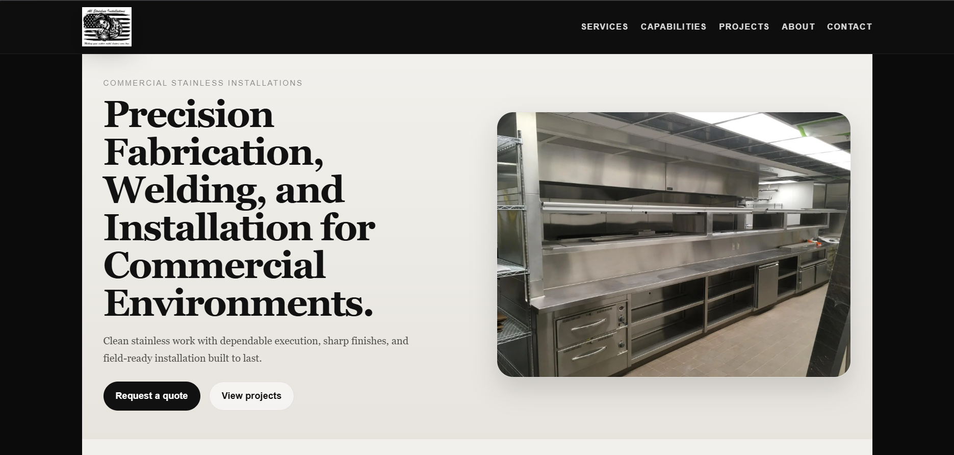 All Stainless Installations commercial business website example