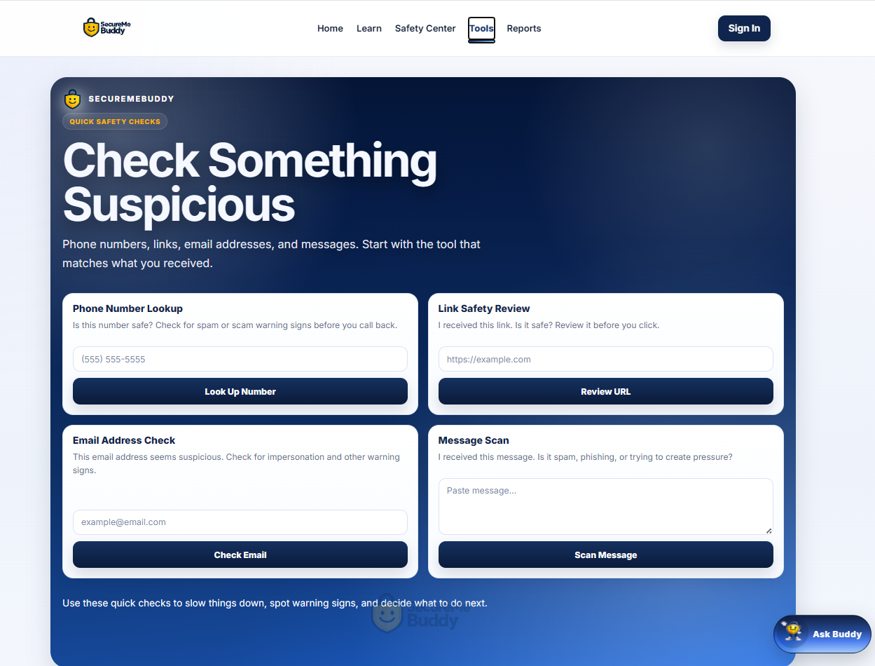 SecureMeBuddy Tools page