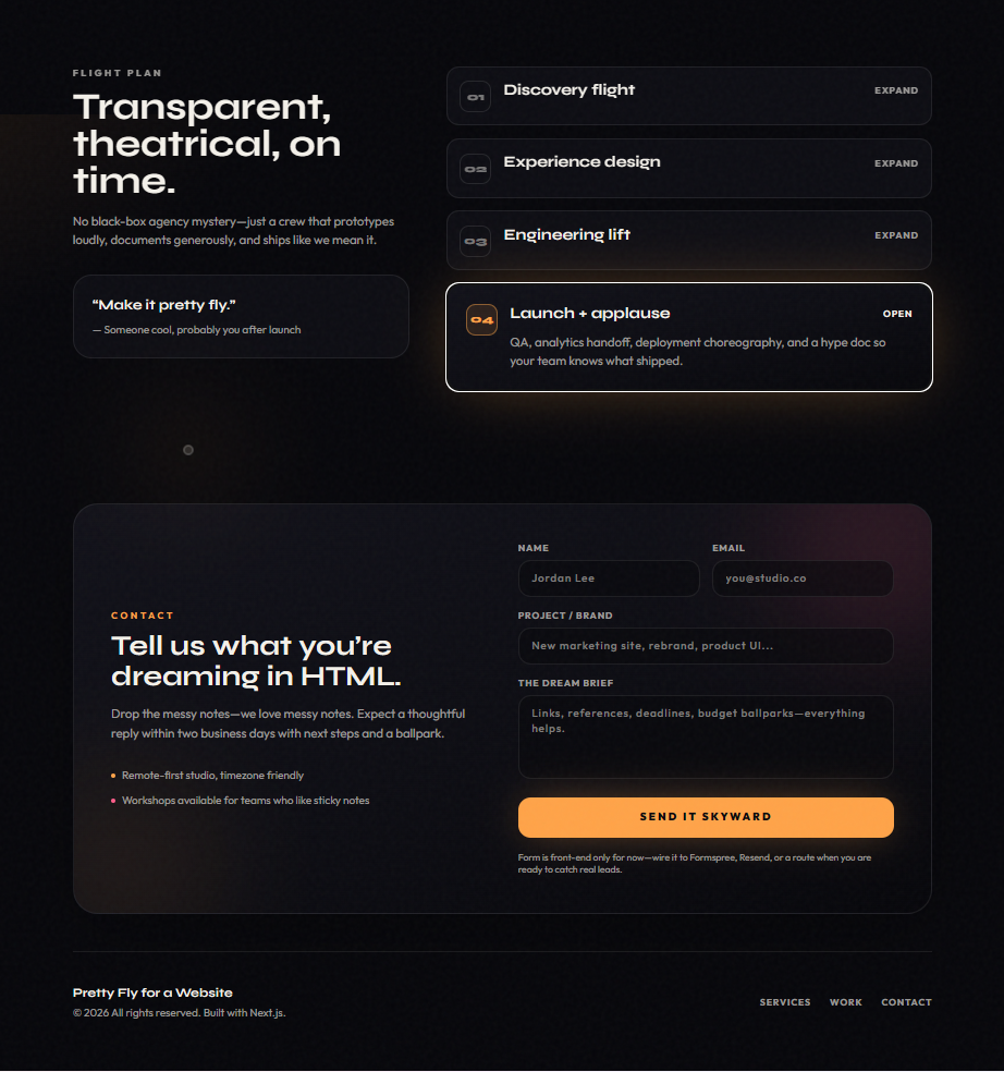 Portfolio page with operations or skills section visible