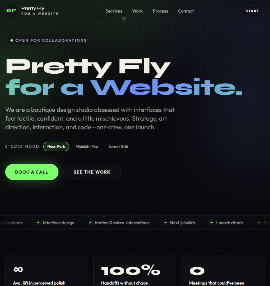 Portfolio sections and project grid