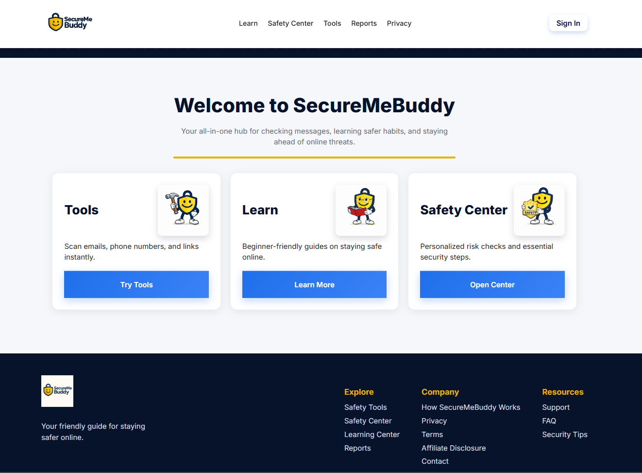 SecureMeBuddy website preview